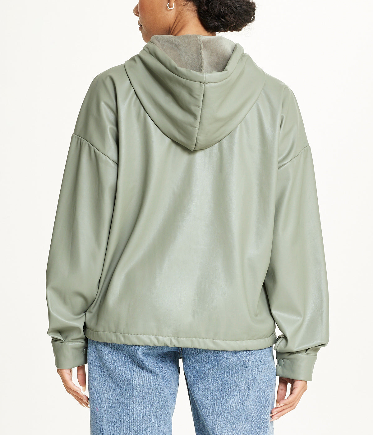  Cream & Rouge Vegan Leather Button Front Jacket - Khaki - Bonton