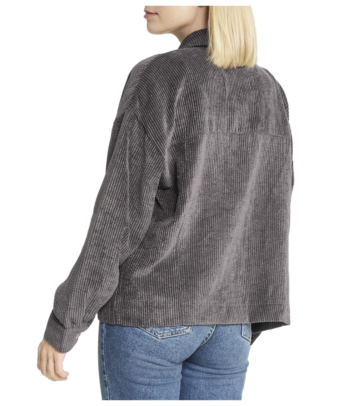  Cream & Rouge Velvet Corduroy Shacket - Anthracite - Bonton