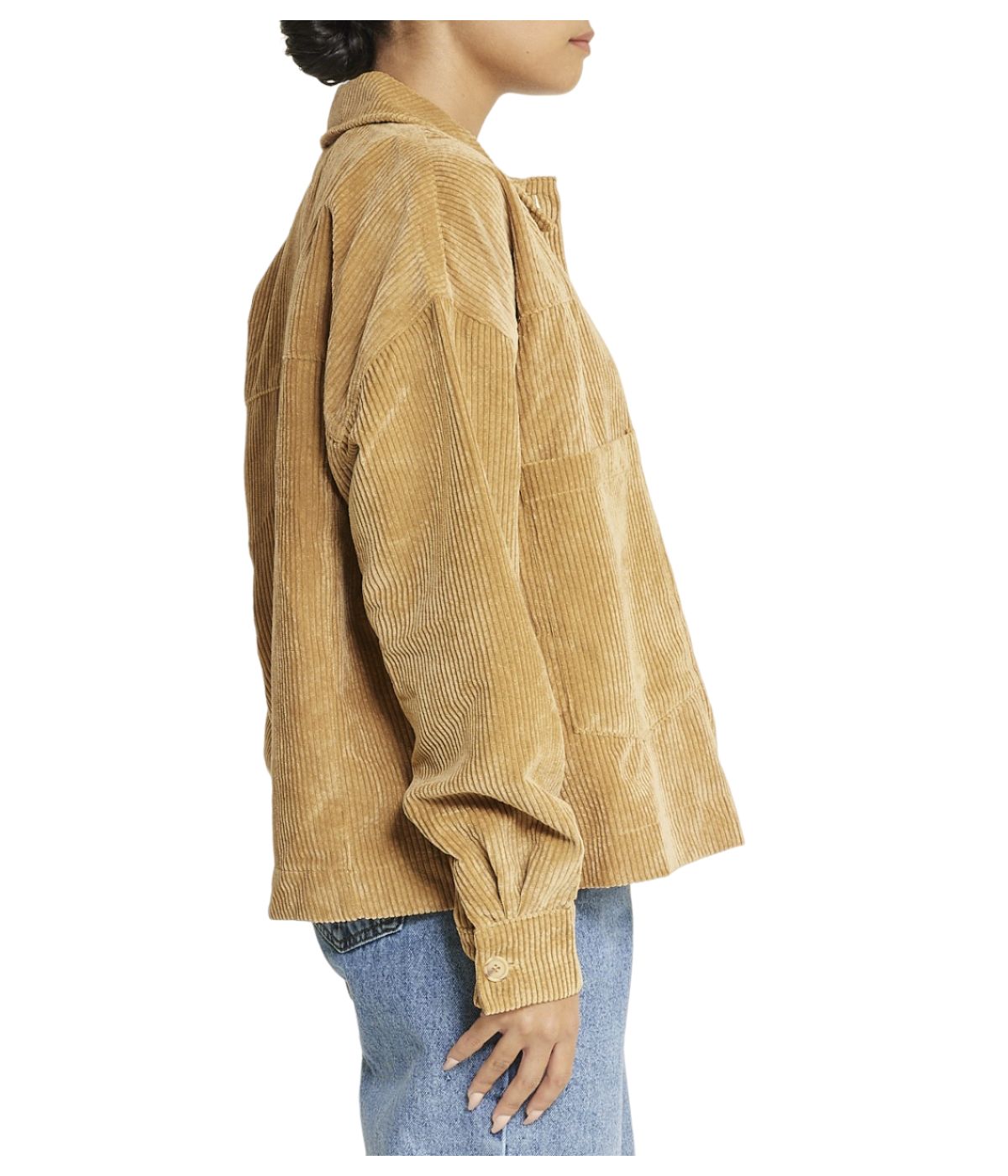  Cream & Rouge Velvet Corduroy Shacket - Anthracite - Bonton