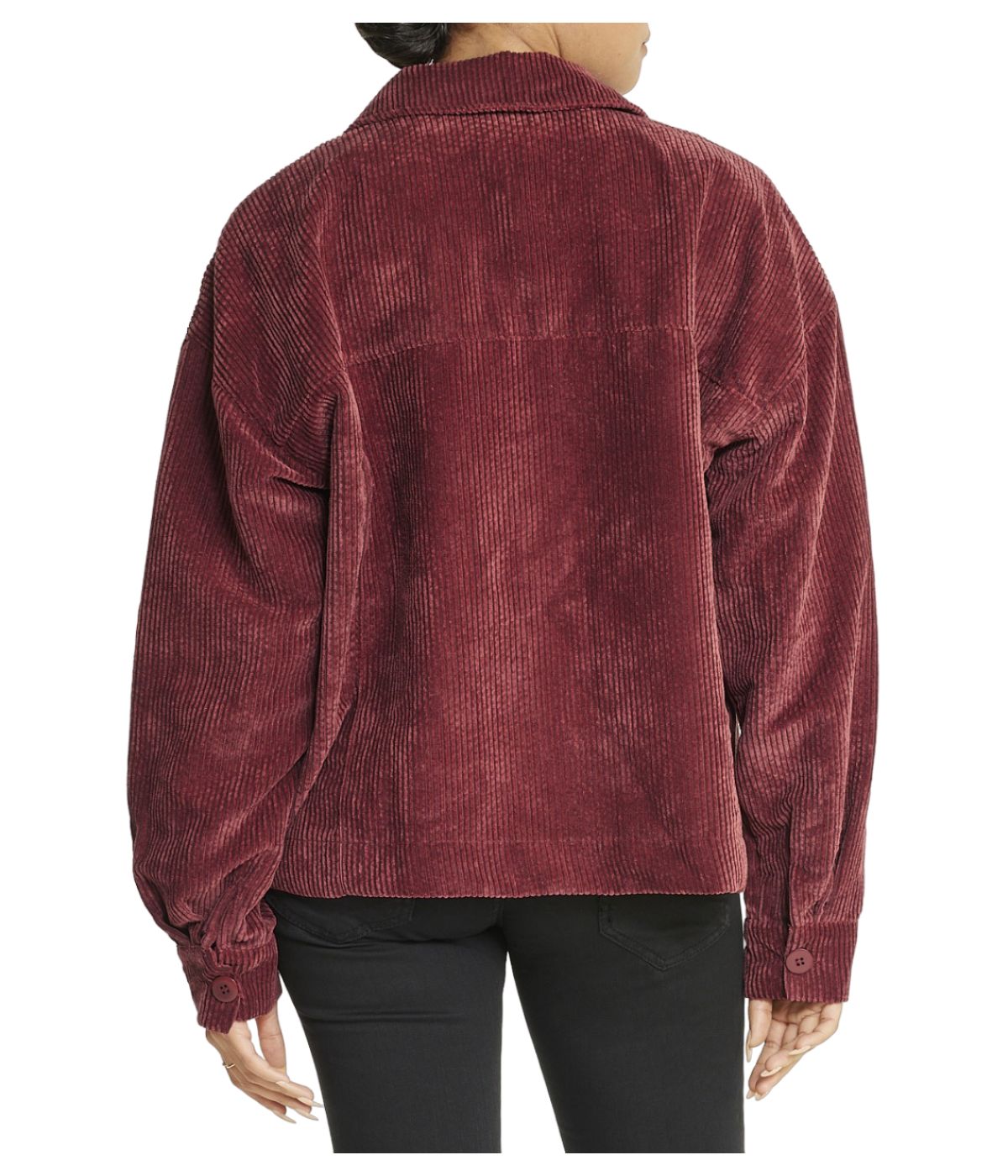  Cream & Rouge Velvet Corduroy Shacket - Anthracite - Bonton