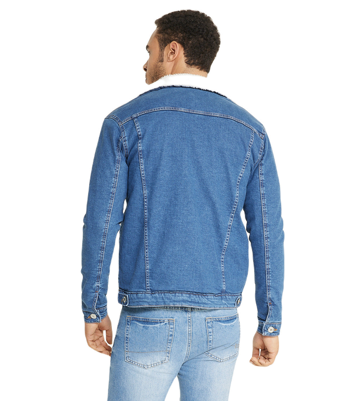  i8 Excel Sherpa Collar Light Blue Denim Jacket - Blue - Bonton