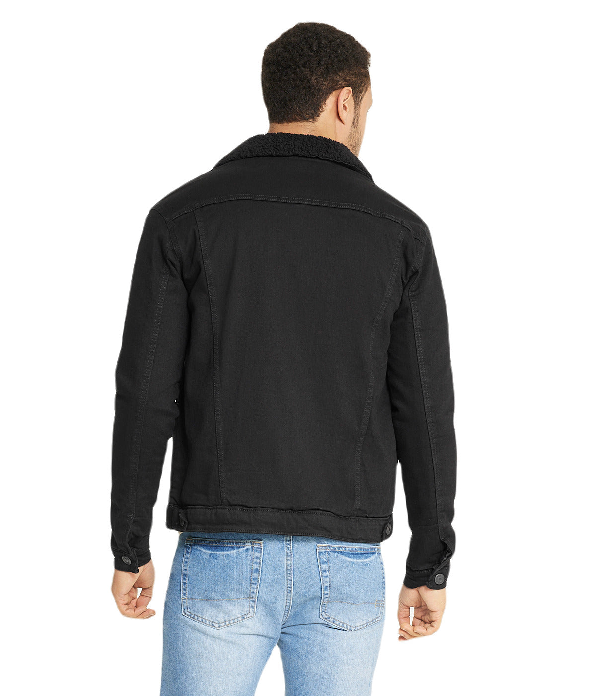  i8 Excel Black Sherpa Collar Black Denim Jacket - Black - Bonton