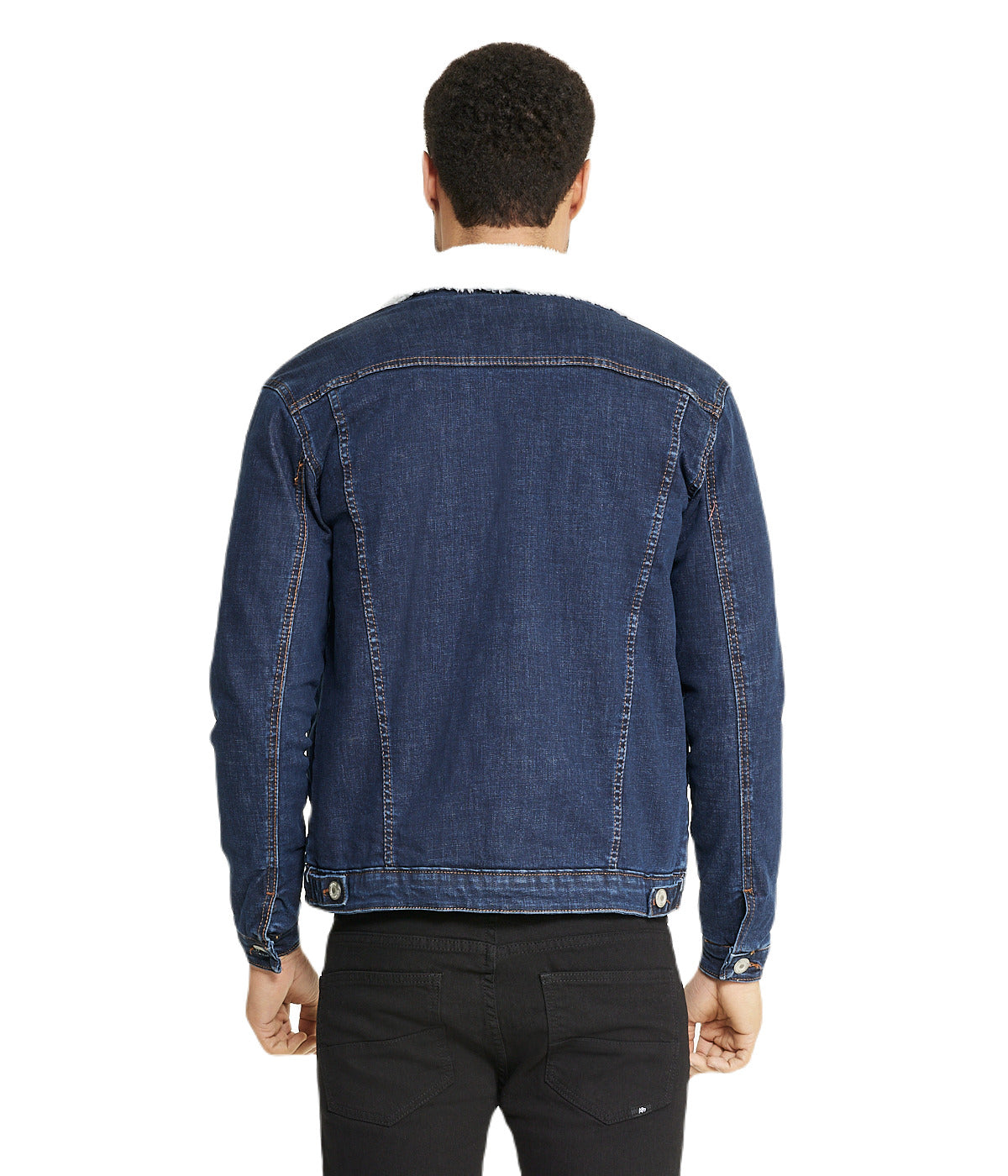  i8 Excel Sherpa Collar Dark Blue Denim Jacket - Blue - Bonton