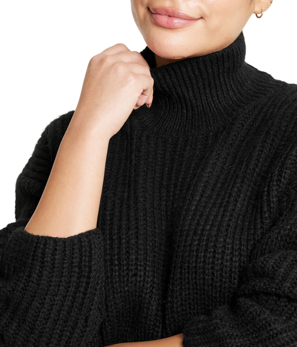  Miss Poeym Turtleneck Funnel Sweater Dress - Black - Bonton