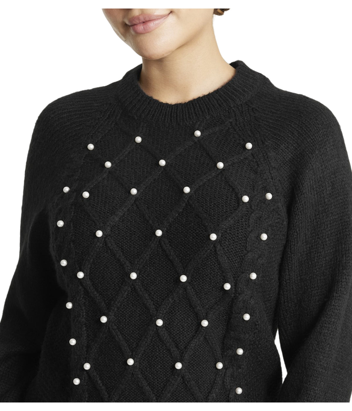  Miss Poeym Embellished Cable Pullover - Black - Bonton