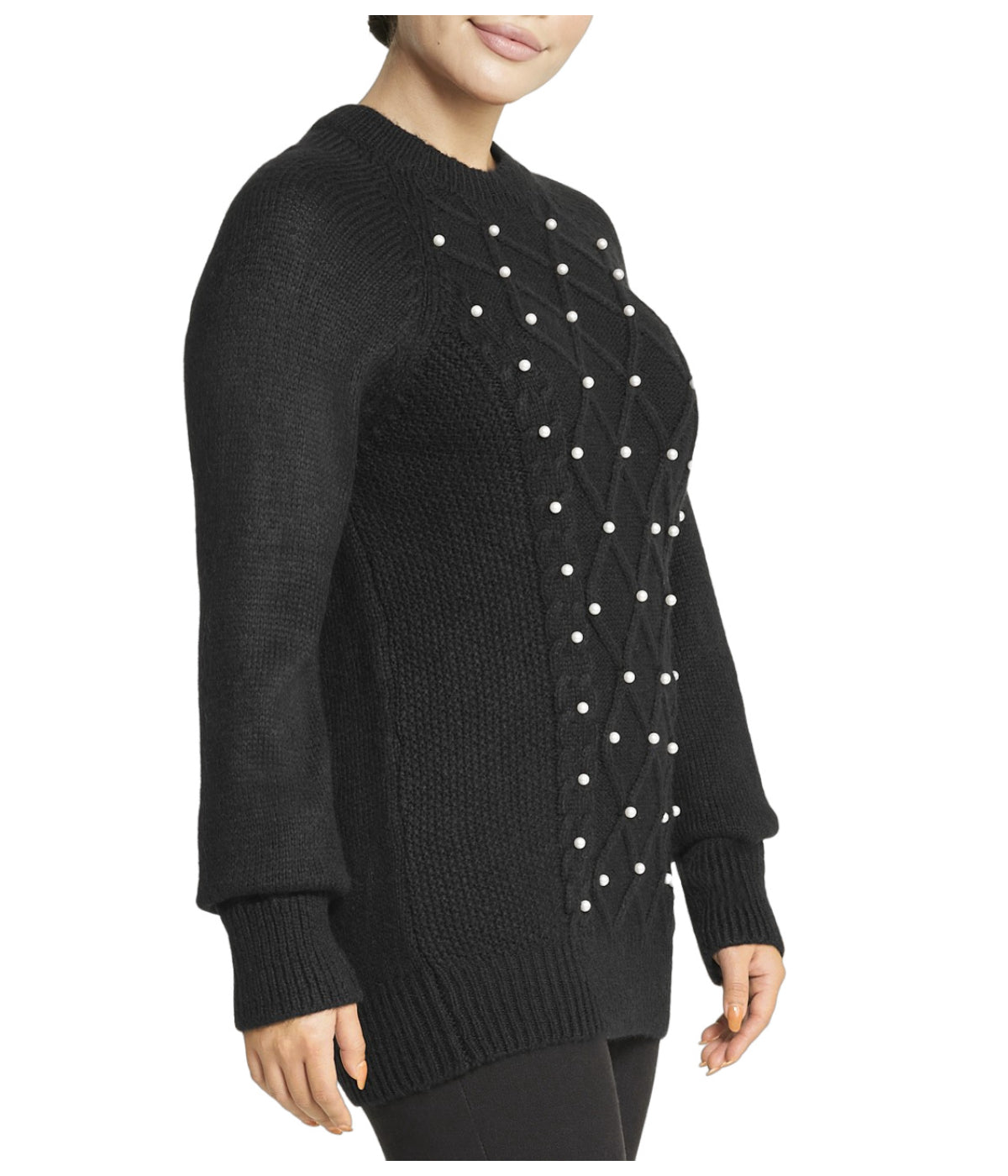  Miss Poeym Embellished Cable Pullover - Black - Bonton