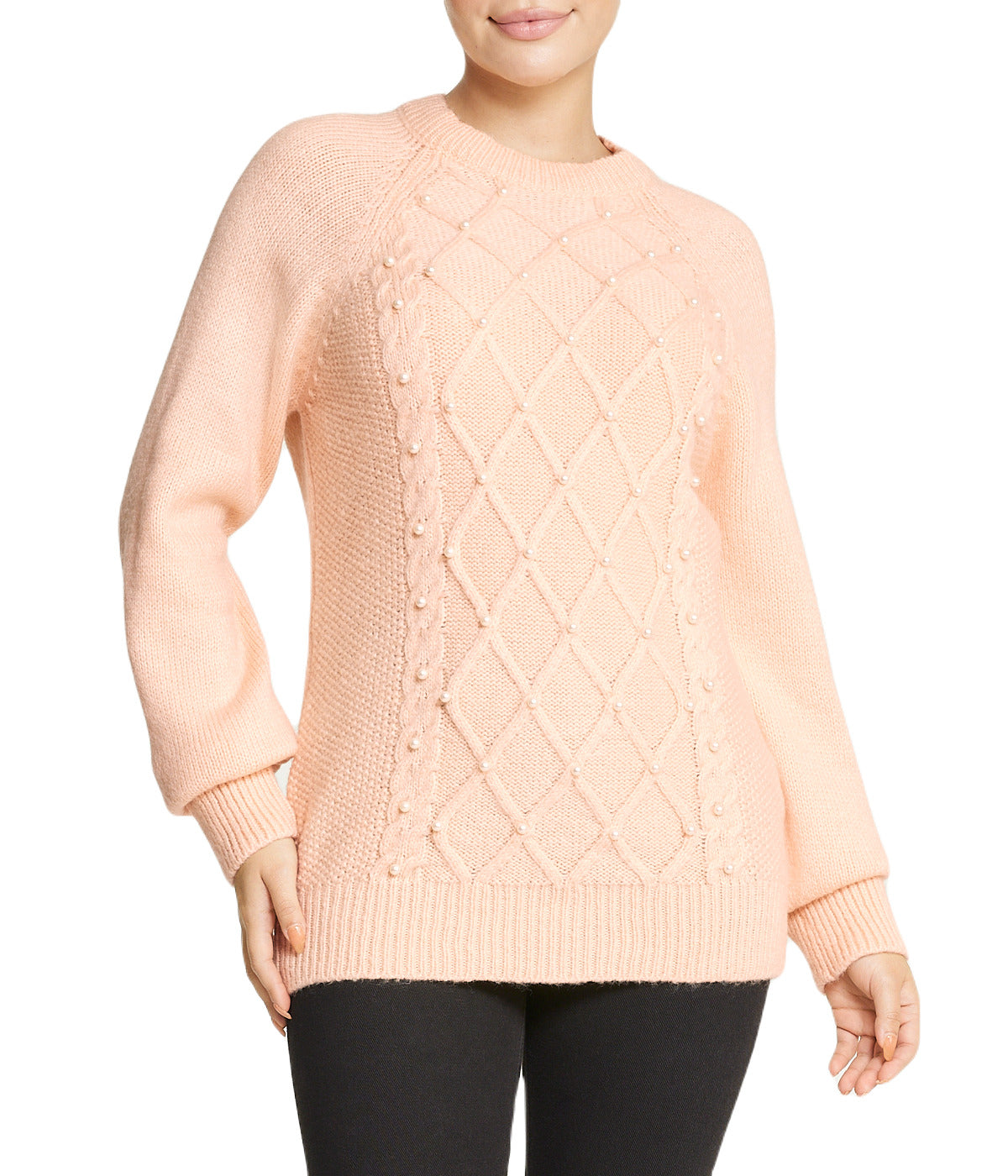  Miss Poeym Embellished Cable Pullover - Powder - Bonton