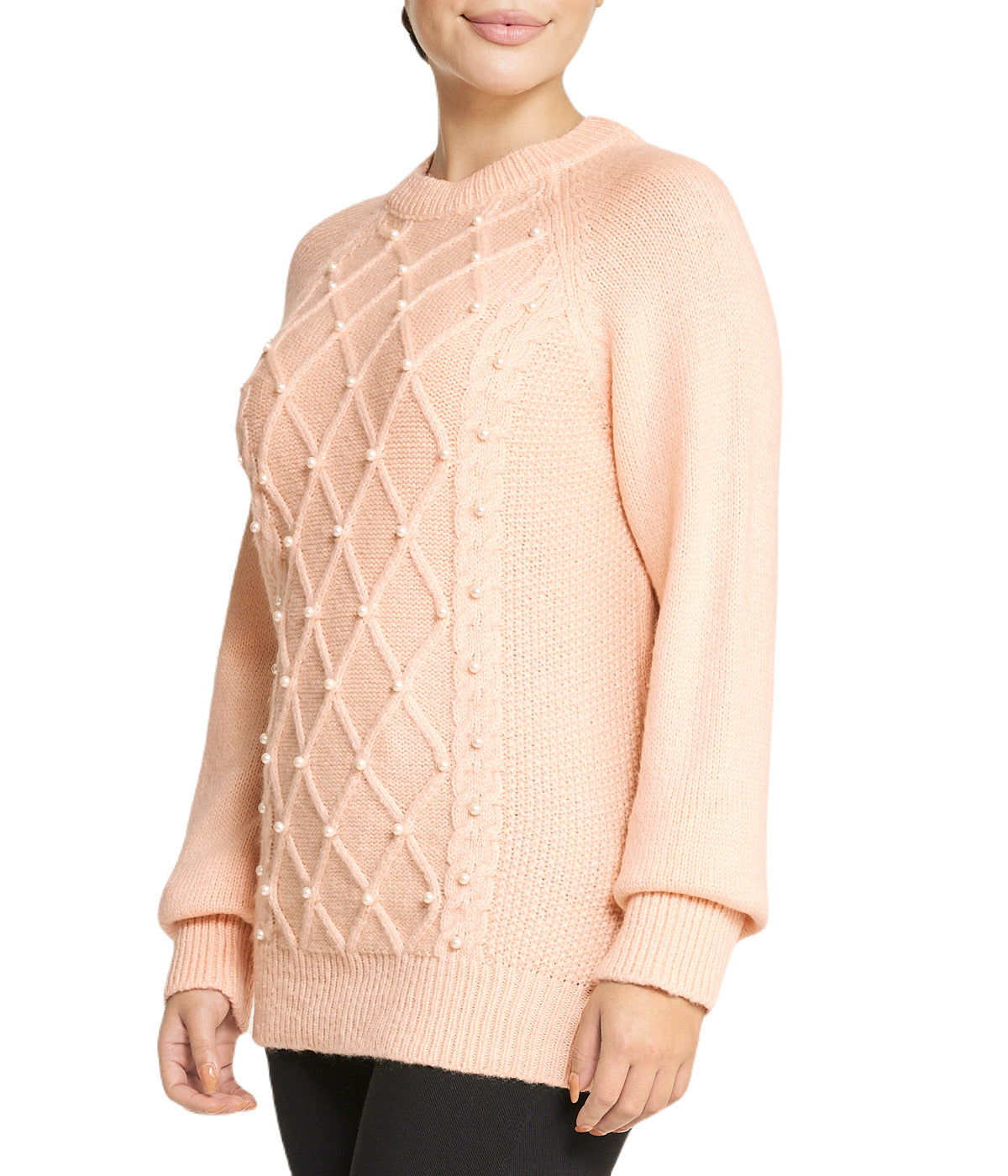  Miss Poeym Embellished Cable Pullover - Powder - Bonton