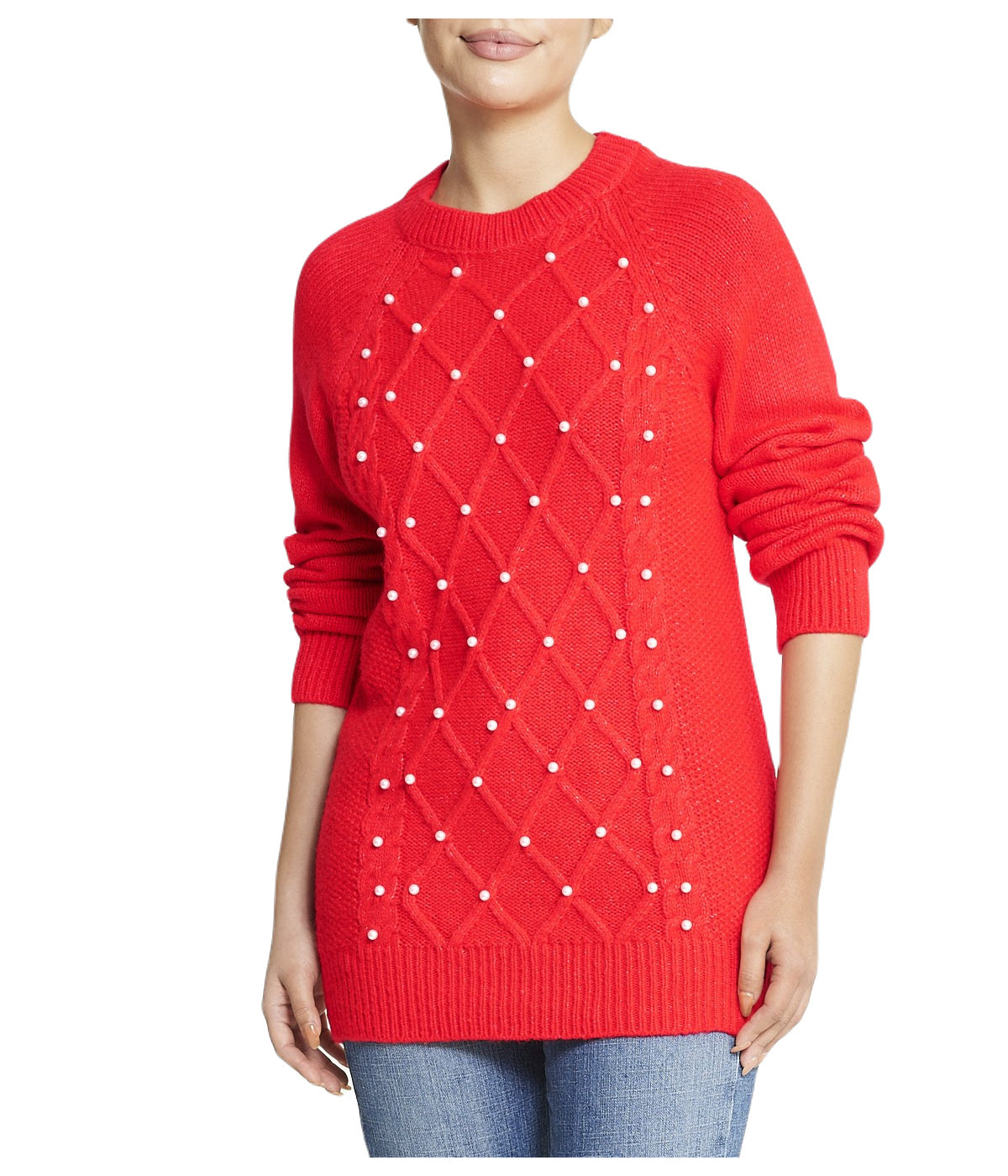  Miss Poeym Embellished Cable Pullover - Red - Bonton