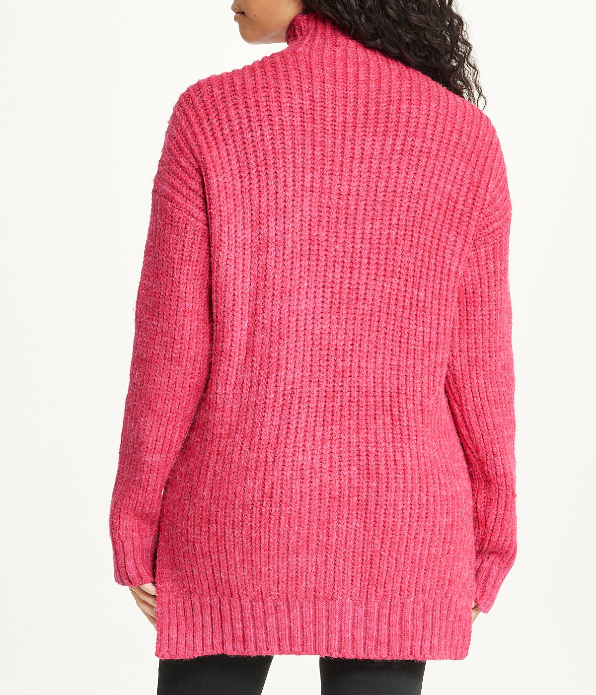  Miss Poeym Bejewelled Cable Mock Neck Sweater - Fuschia - Bonton