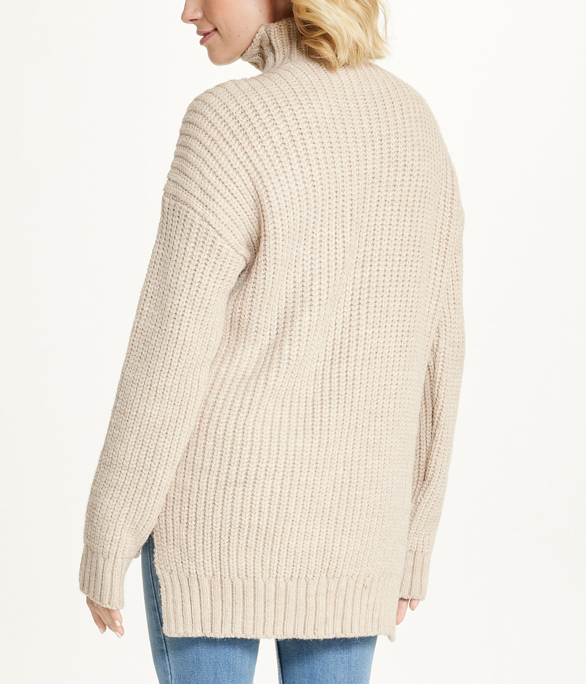  Miss Poeym Bejewelled Cable Mock Neck Sweater - Stone - Bonton