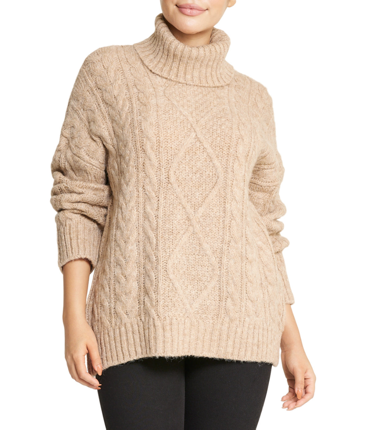  Miss Poeym Cable Turtleneck Sweater - Mink - Bonton