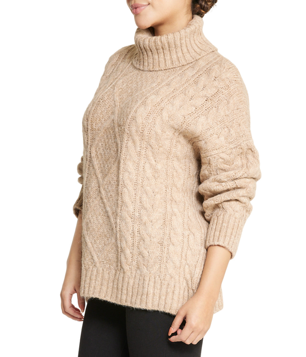  Miss Poeym Cable Turtleneck Sweater - Mink - Bonton