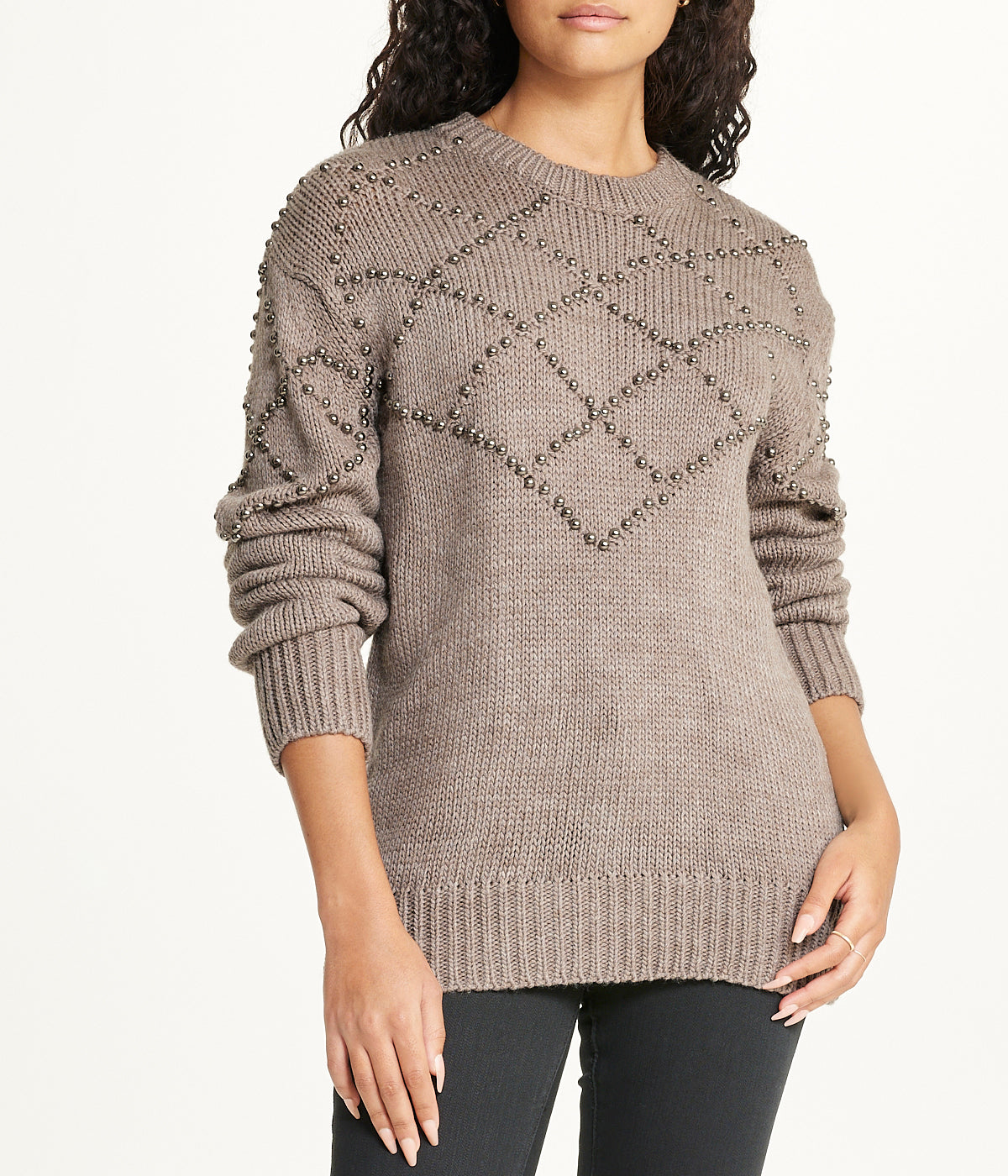  Miss Poeym Embellished Pattern Pullover - Mink - Bonton