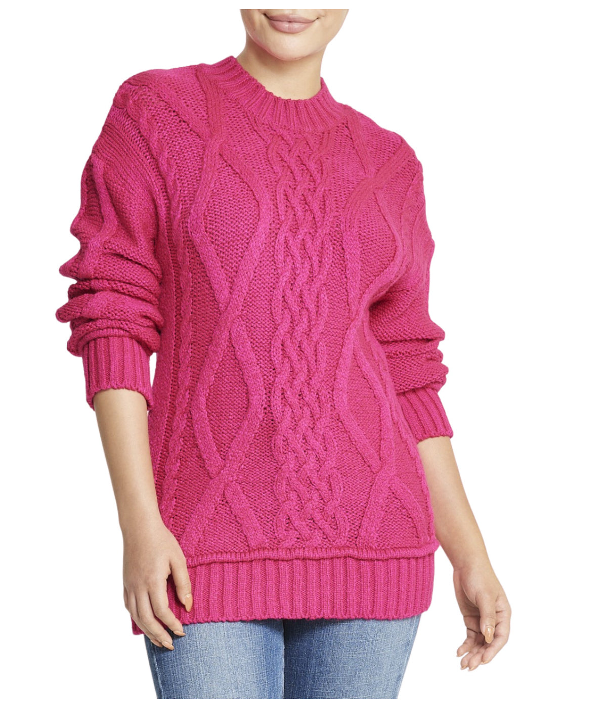  Miss Poeym Cable Pullover Sweater - Fuschia - Bonton