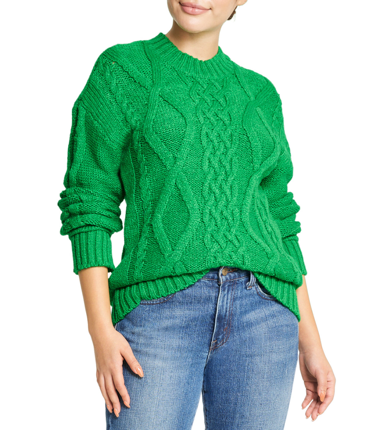  Miss Poeym Cable Pullover Sweater - Green - Bonton