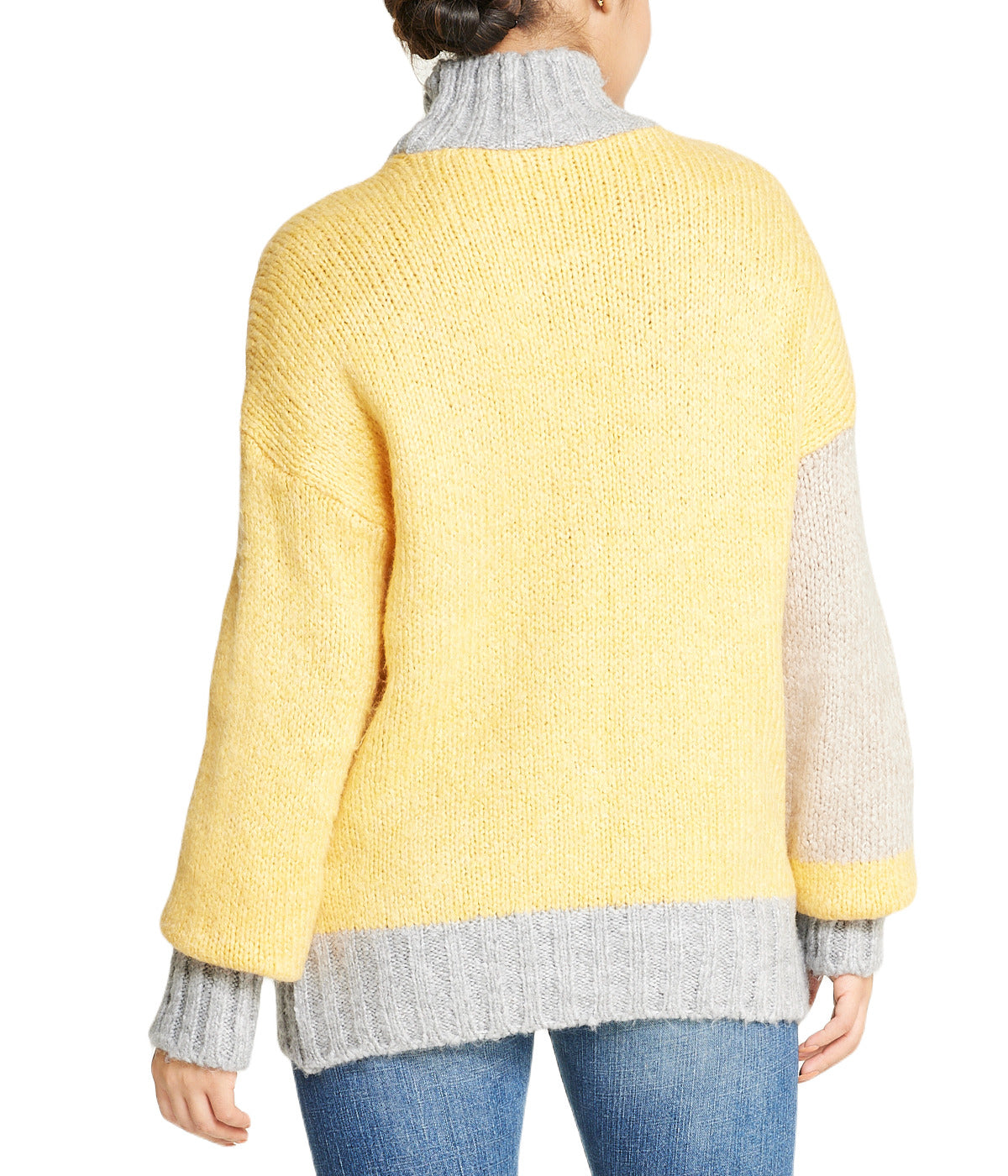  Miss Poeym Color Block Tunic Sweater - Beige - Bonton