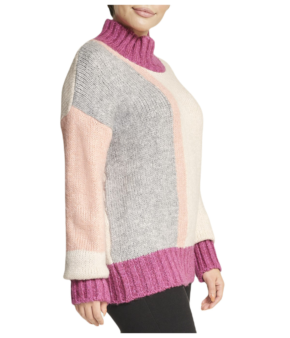  Miss Poeym Color Block Tunic Sweater - Powder - Bonton