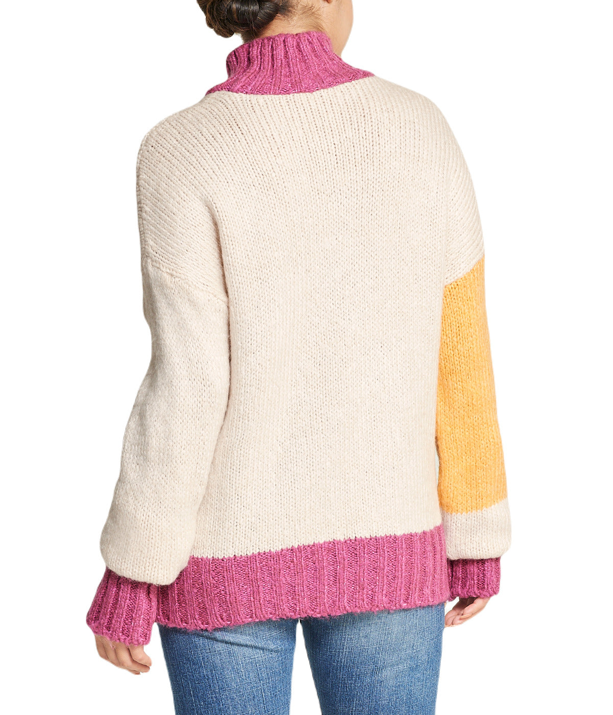  Miss Poeym Color Block Tunic Sweater - Yellow - Bonton