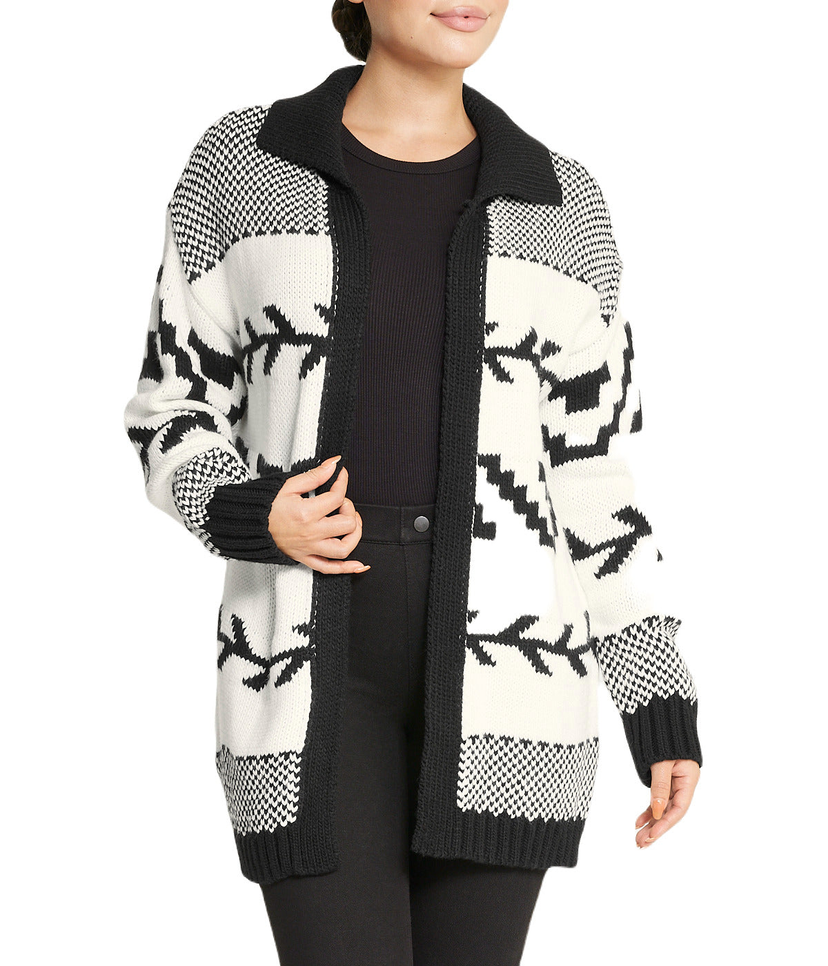  Miss Poeym Belted Nordic Cardigan - Black - Bonton