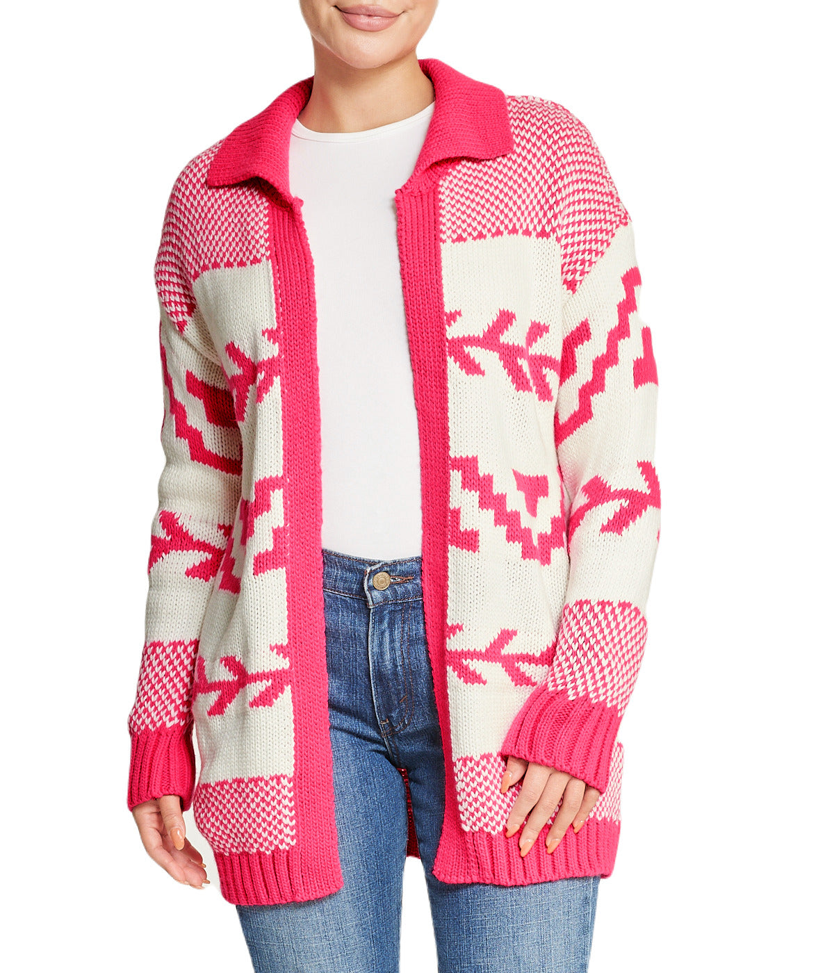  Miss Poeym Belted Nordic Cardigan - Dark Fuschia - Bonton