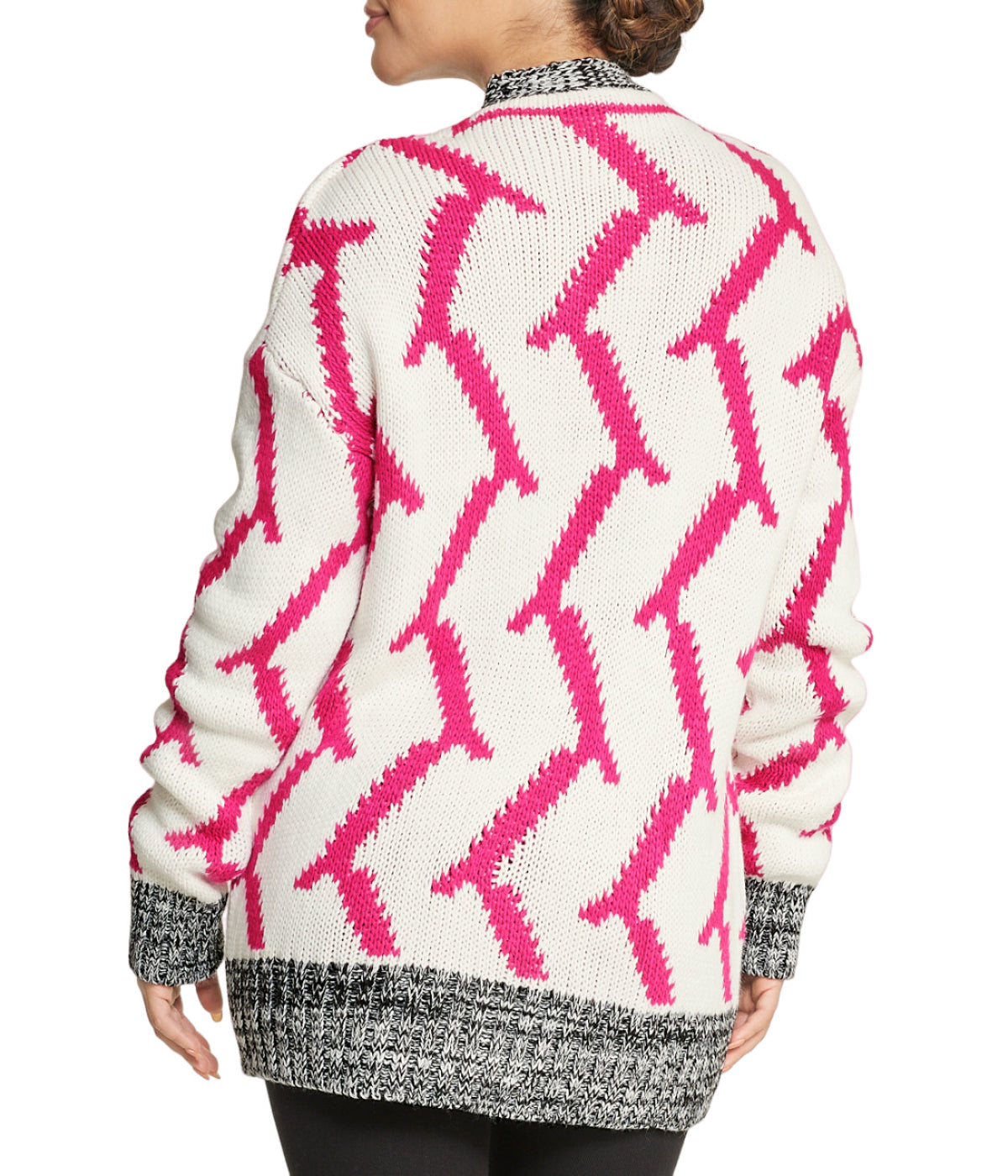  Miss Poeym Mixed Media Cardigan - Dark Fuschia - Bonton