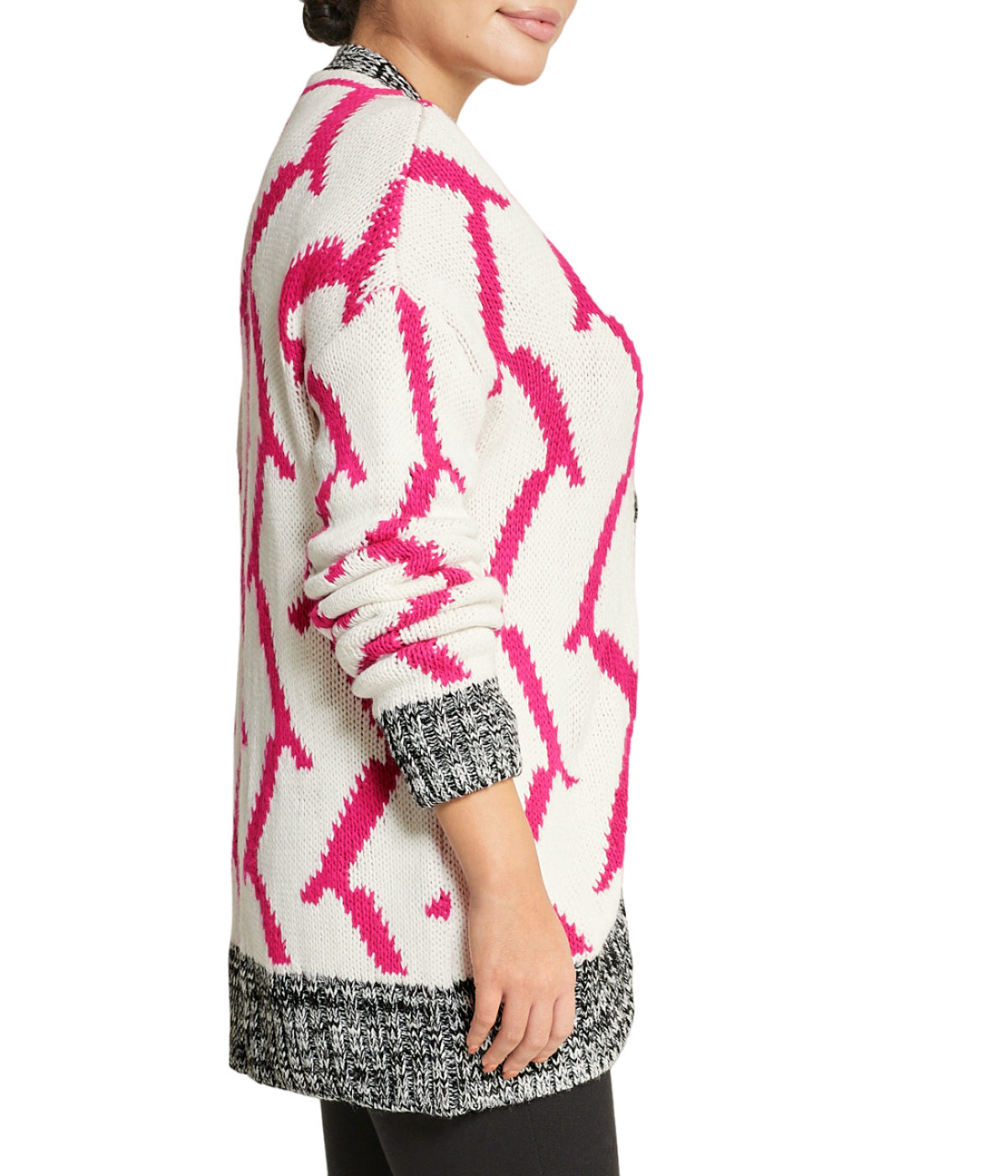  Miss Poeym Mixed Media Cardigan - Dark Fuschia - Bonton