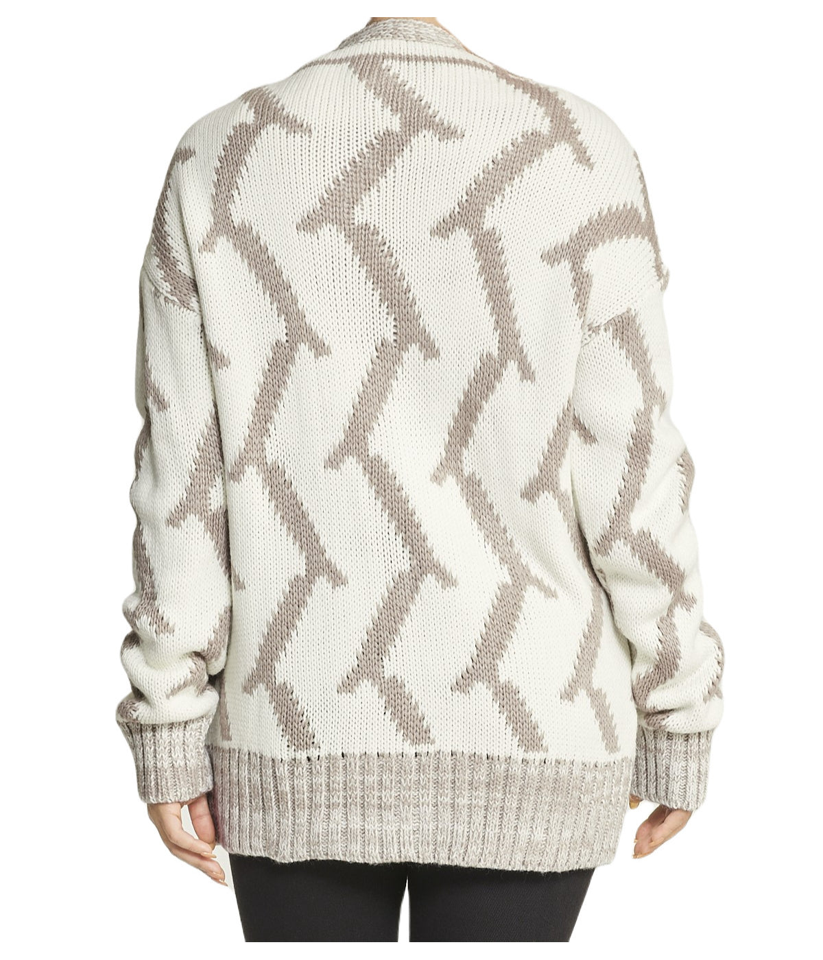  Miss Poeym Mixed Media Cardigan - Mink - Bonton