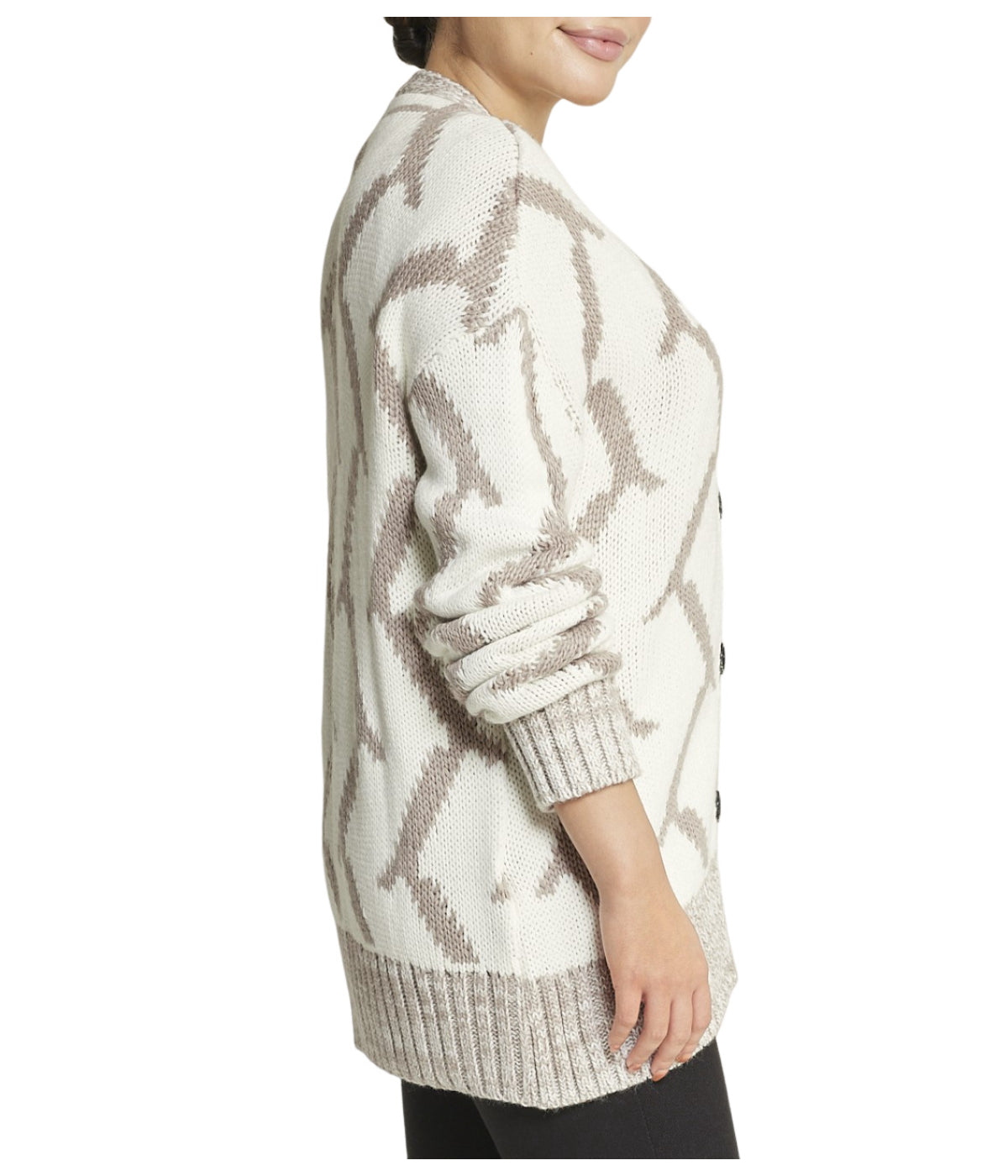  Miss Poeym Mixed Media Cardigan - Mink - Bonton
