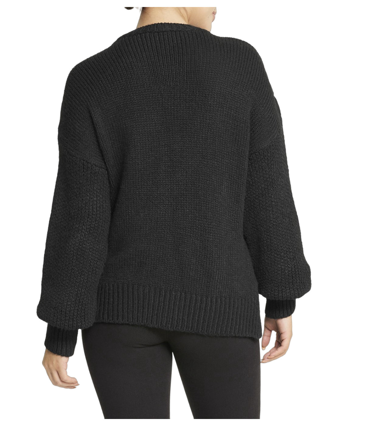  Miss Poeym Cable Knit Cropped Pullover Sweater - Black - Bonton