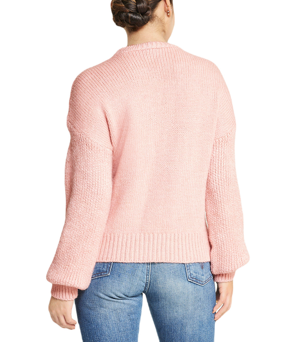  Miss Poeym Cable Knit Cropped Pullover Sweater - Powder - Bonton