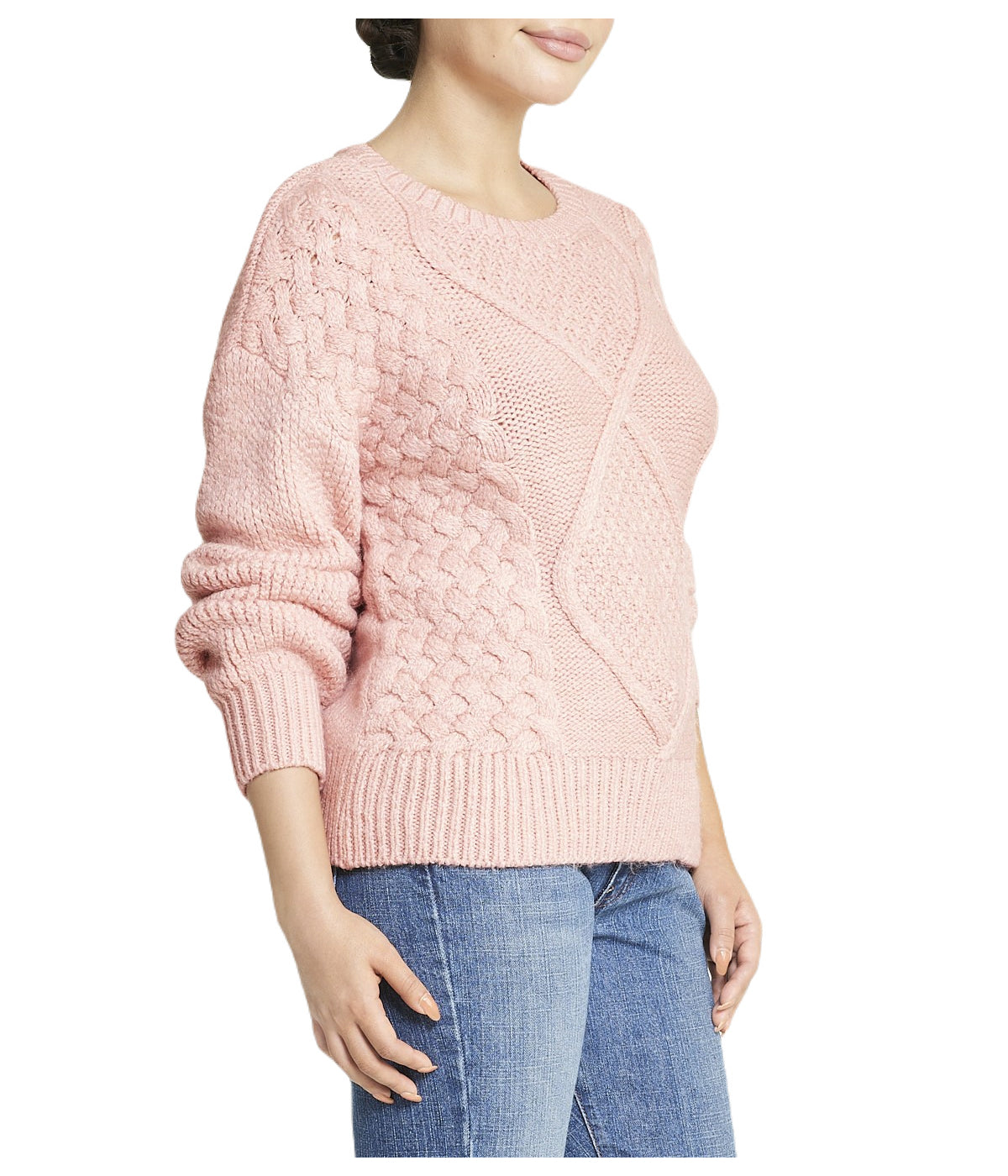  Miss Poeym Cable Knit Cropped Pullover Sweater - Powder - Bonton