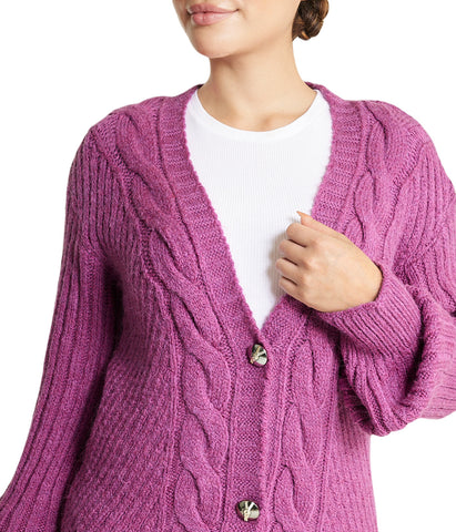 Deep V Cable Cardigan