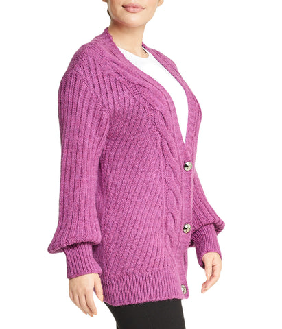 Deep V Cable Cardigan