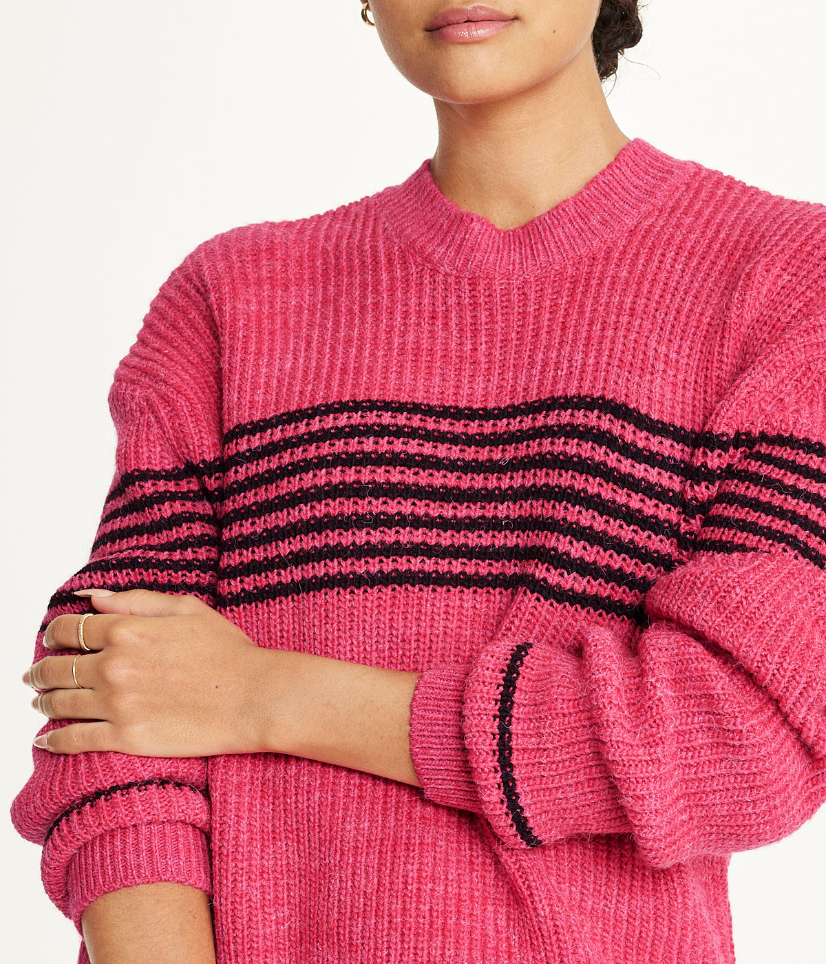  Miss Poeym Striped Tunic Sweater - Fuschia - Bonton
