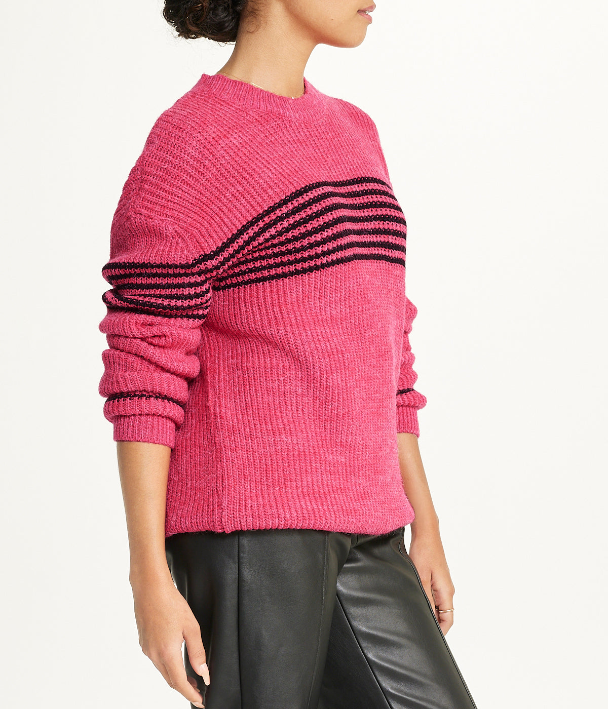 Miss Poeym Striped Tunic Sweater - Fuschia - Bonton