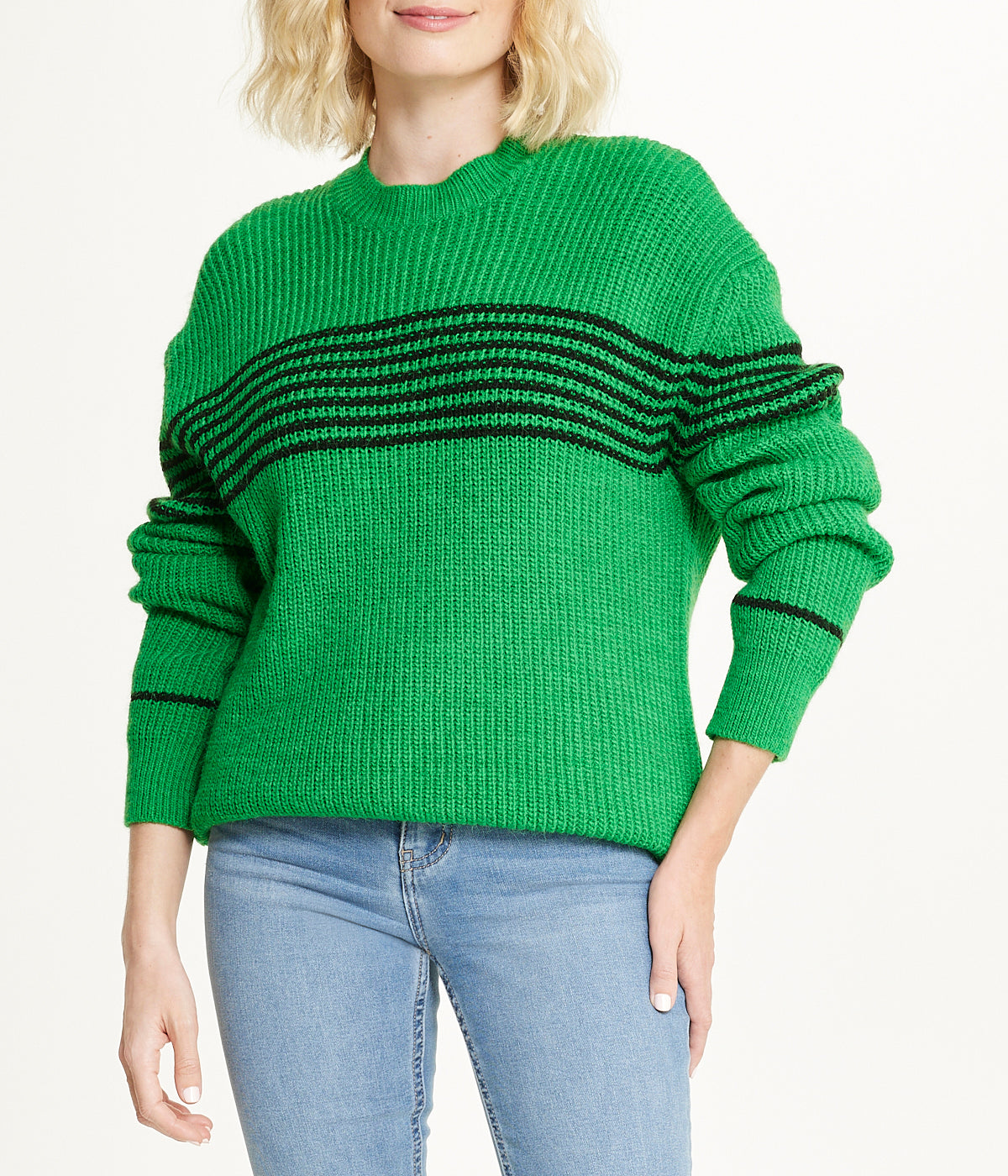  Miss Poeym Striped Tunic Sweater - Green - Bonton