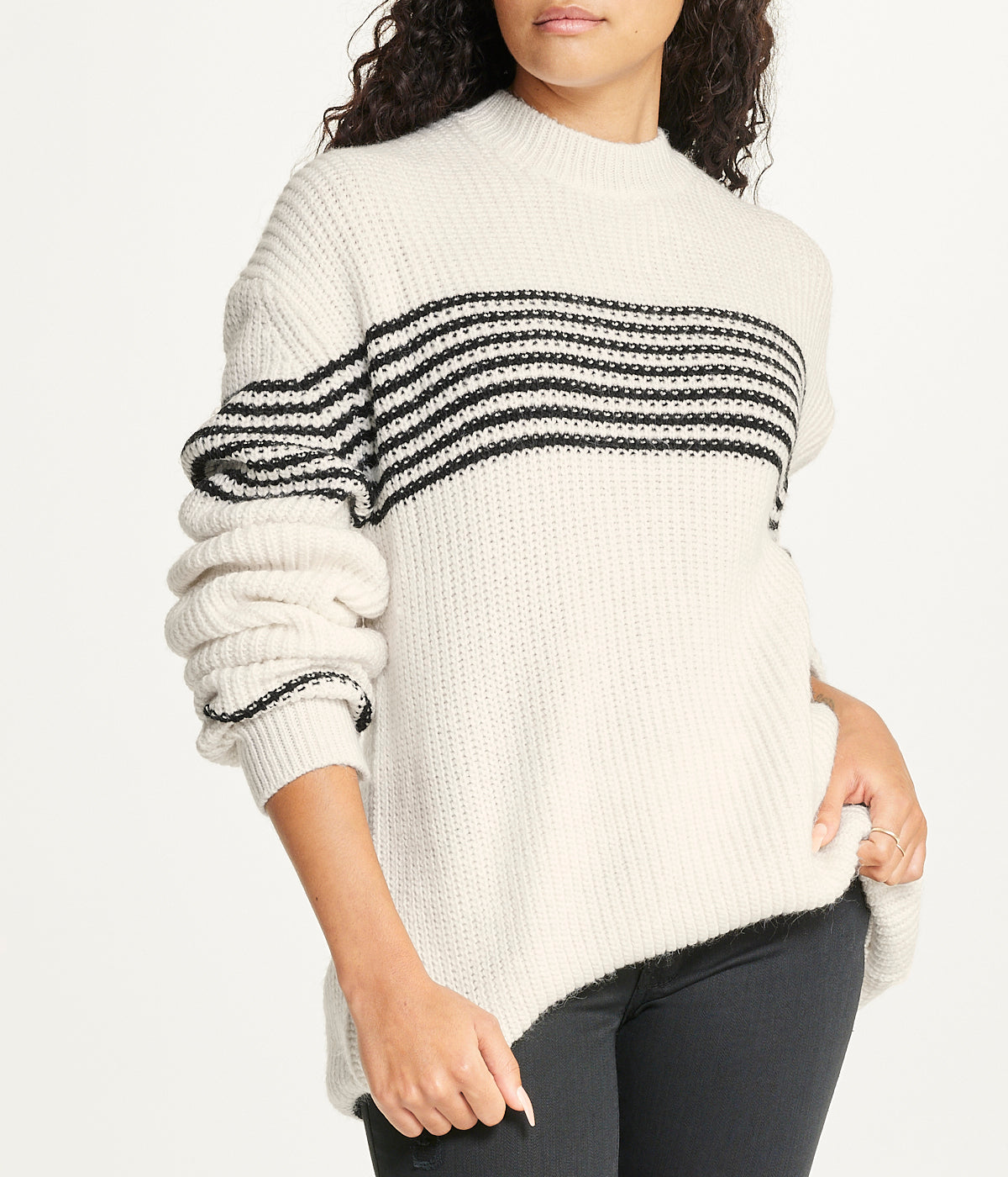  Miss Poeym Striped Tunic Sweater - Natural - Bonton