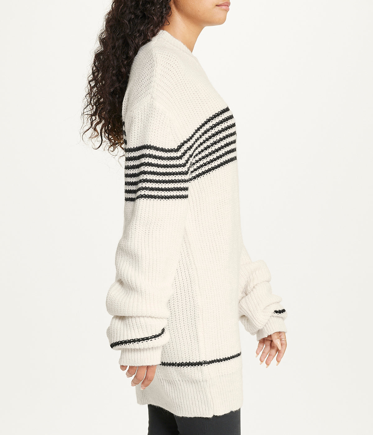  Miss Poeym Striped Tunic Sweater - Natural - Bonton