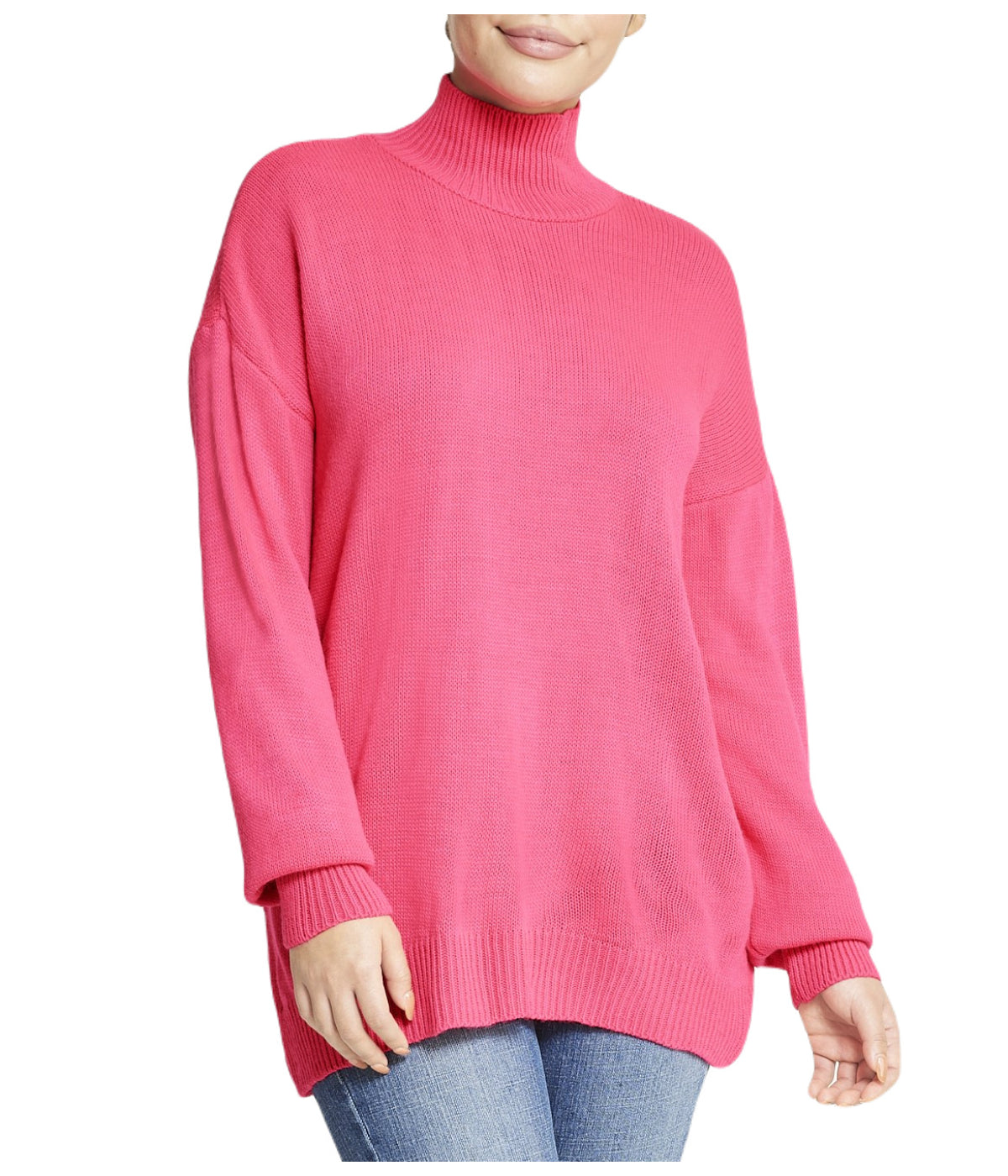  Miss Poeym Mock Neck Sweater - Light Fushia - Bonton