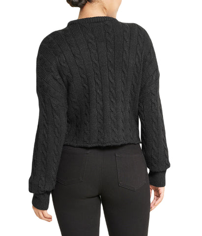 Cropped Boxy Cable Knit Sweater