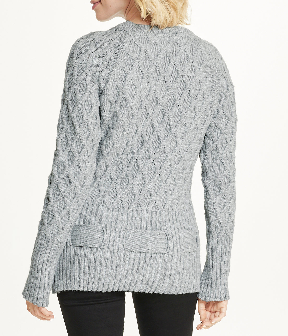  Miss Poeym Diamond Belted Tunic Sweater - Grey - Bonton