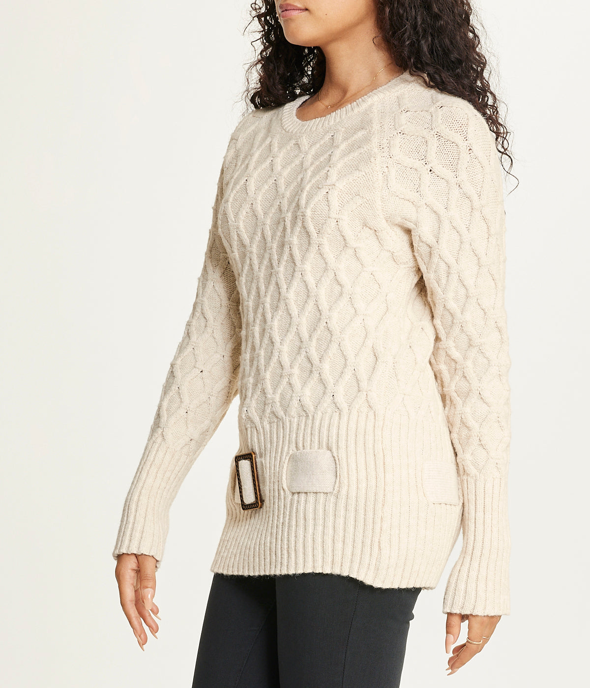  Miss Poeym Diamond Belted Tunic Sweater - Stone - Bonton