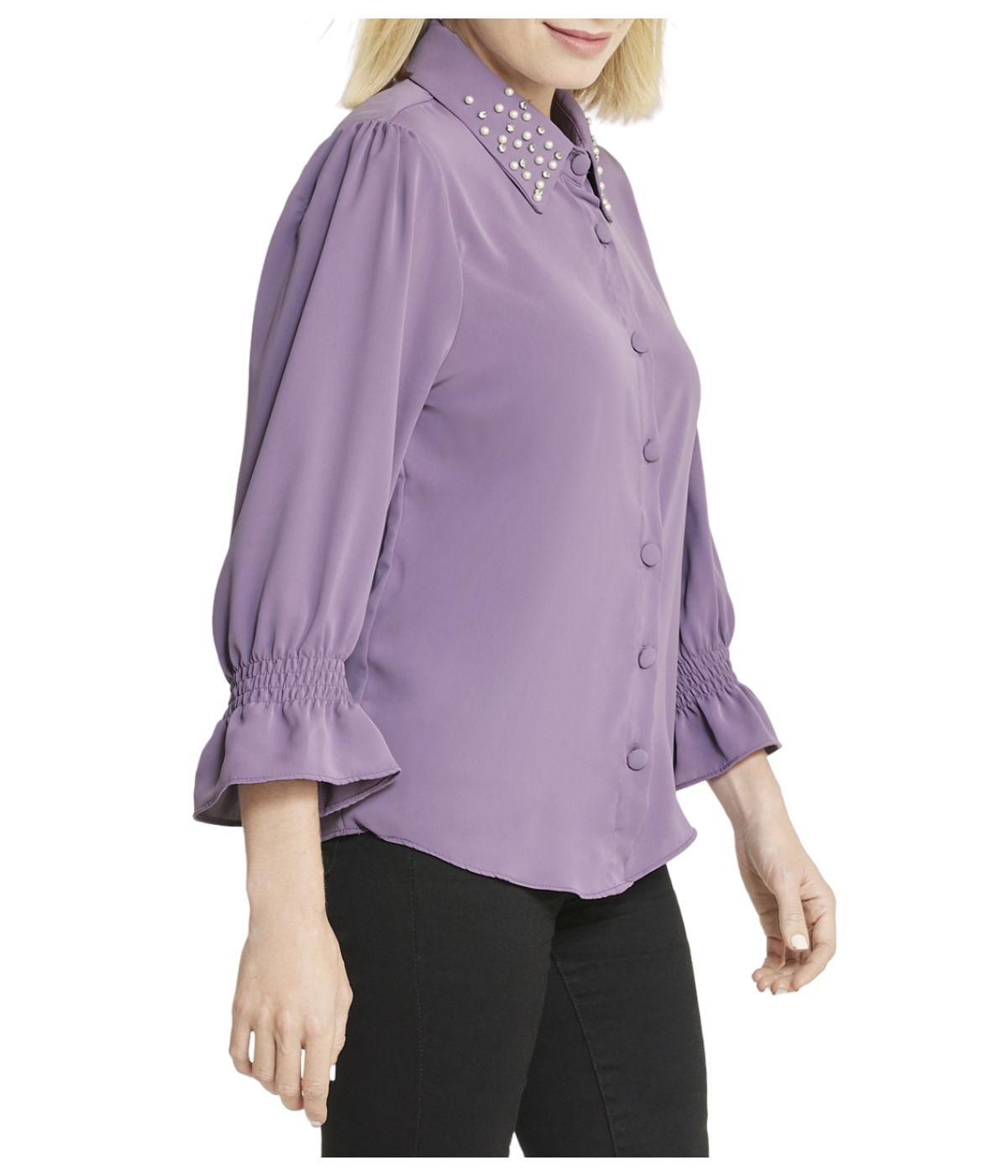  Miss Selen Embellished Button Down - Black - Bonton