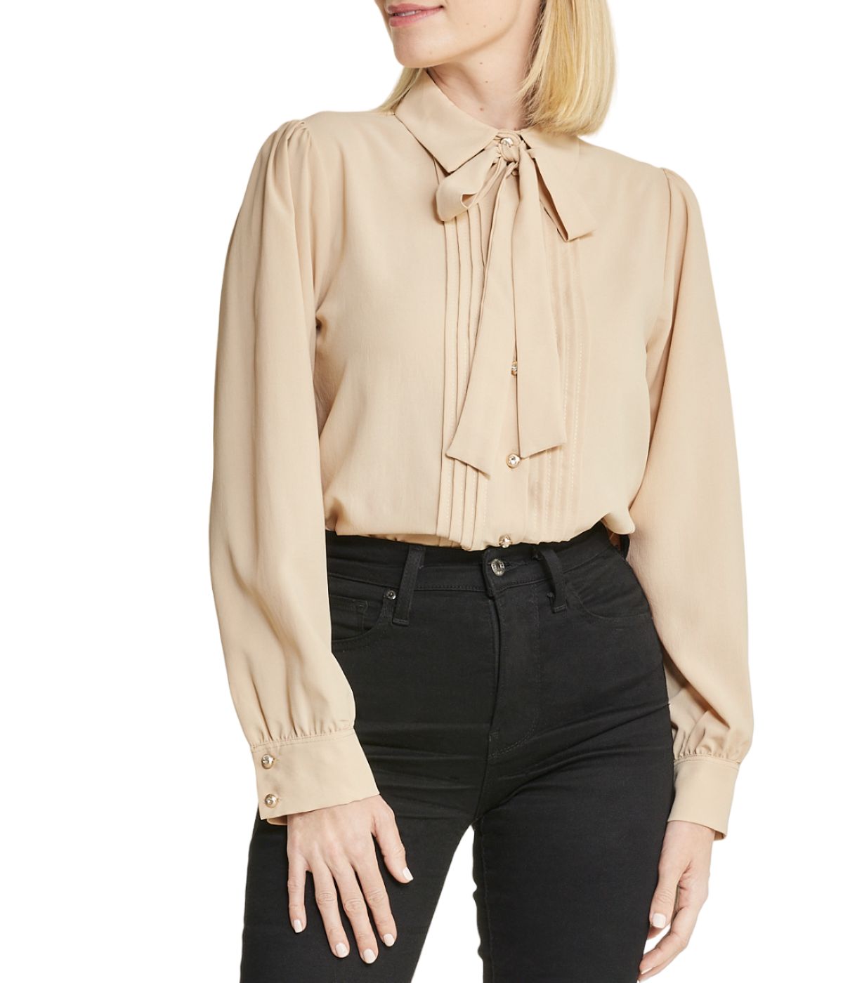  Miss Selen Tie Top Button Down - Beige - Bonton