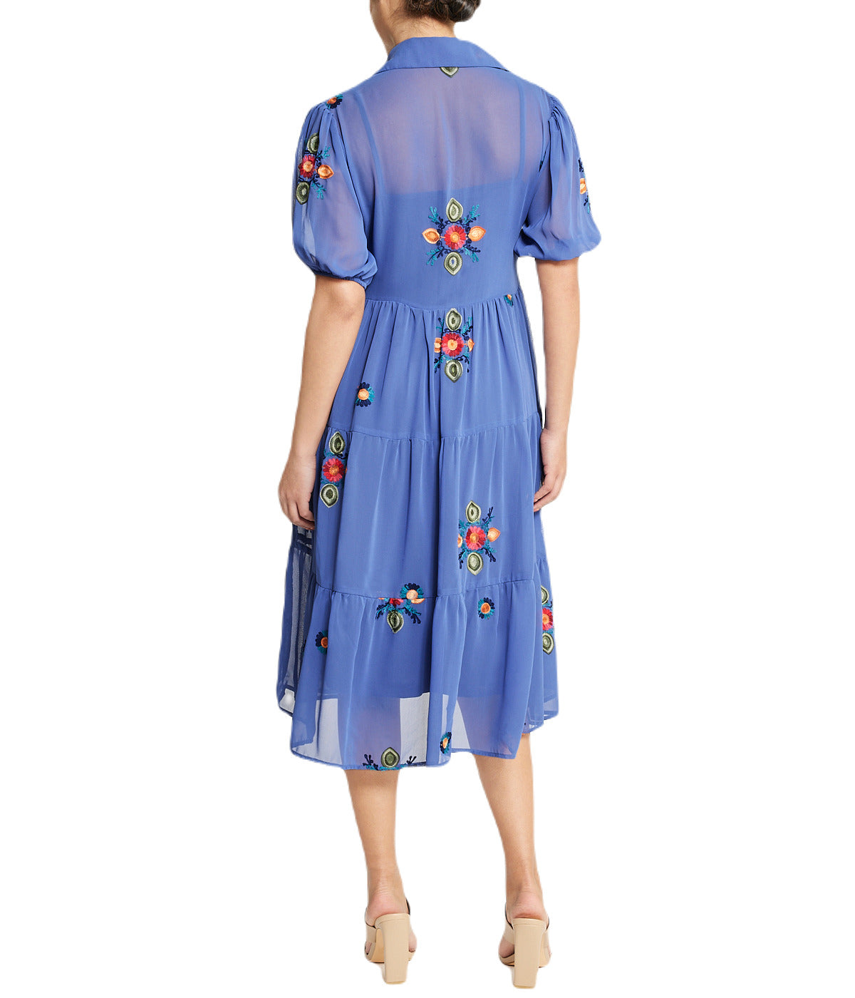  Miss Selen Floral Short Sleeve Dress - Indigo - Bonton