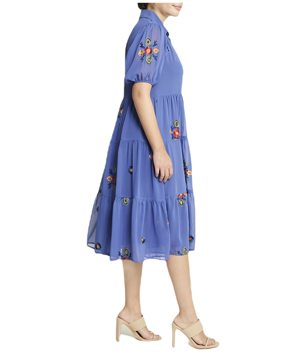  Miss Selen Floral Short Sleeve Dress - Indigo - Bonton