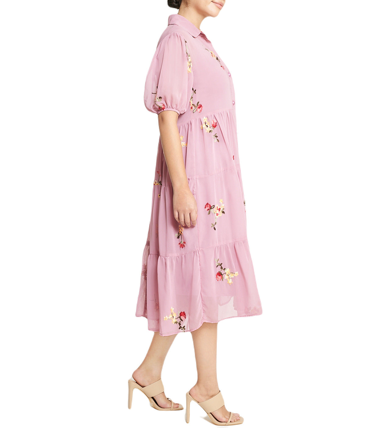  Miss Selen Floral Short Sleeve Dress - Rose - Bonton