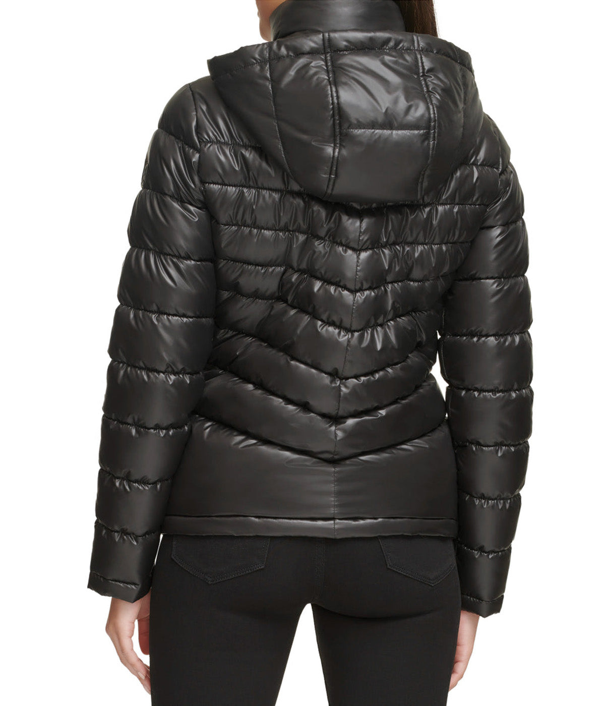  Kenneth Cole Hooded Packable Jacket W Contrast Lining - Black - Bonton