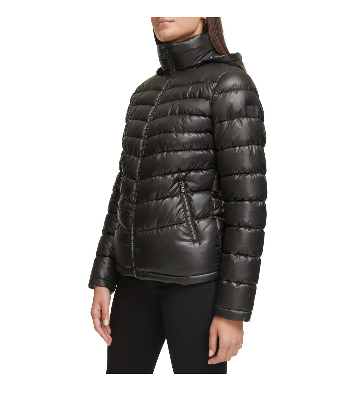  Kenneth Cole Hooded Packable Jacket W Contrast Lining - Black - Bonton